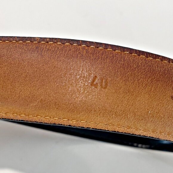 Brooks Brothers Mens Dress Belt Black Genuine Leather Shiny Finish Italy 40 - Picture 9 of 11